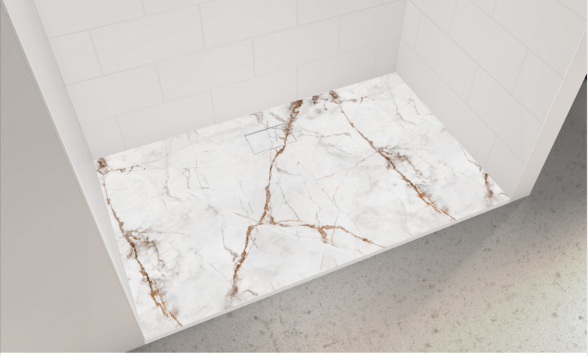 Shower Base with Long-Side Drain (No Flange)