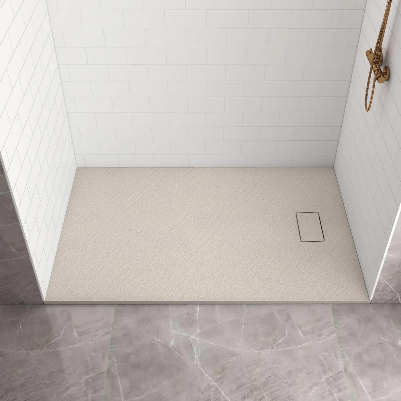 Pure Color Shower Base with Side Drain(No Flange)