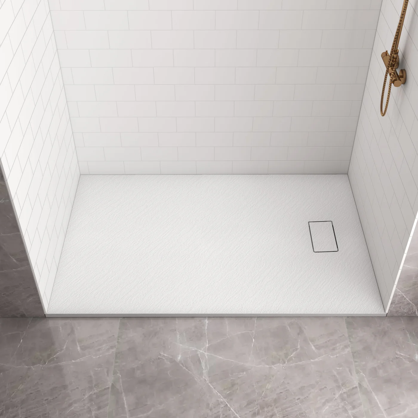 Pure Color Shower Base with Side Drain(No Flange)