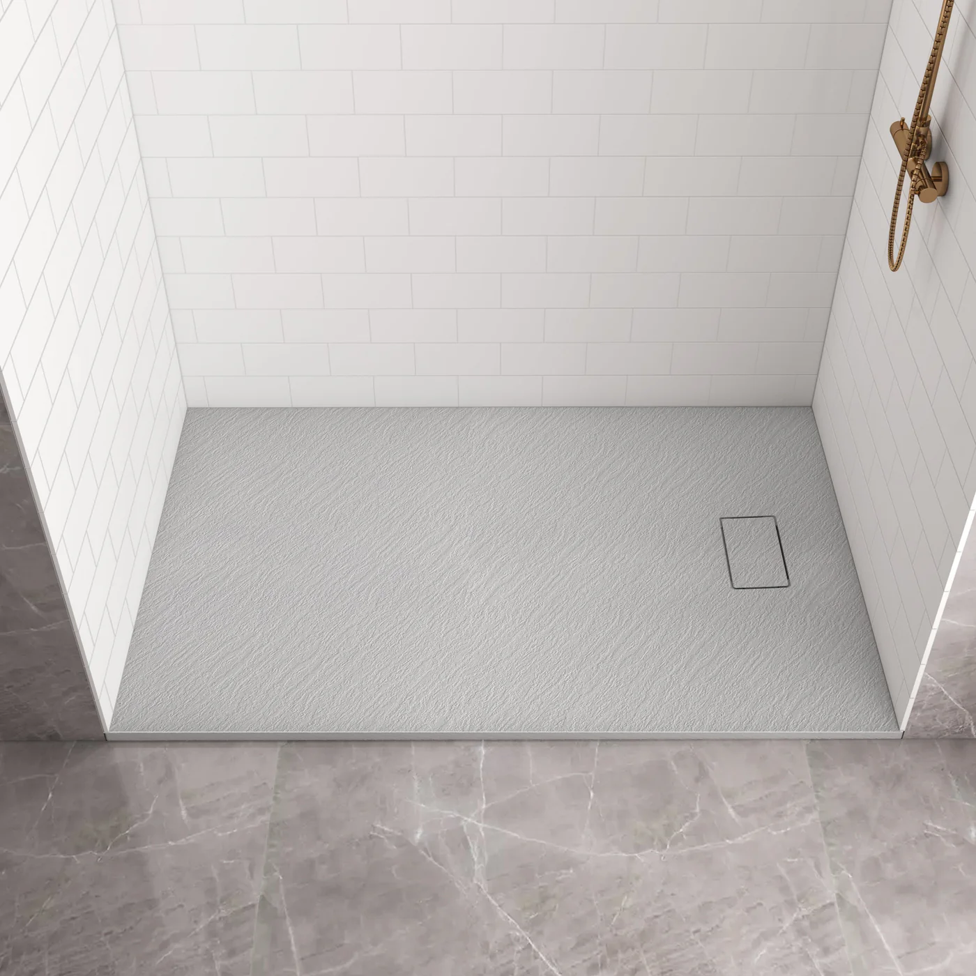Pure Color Shower Base with Side Drain(No Flange)