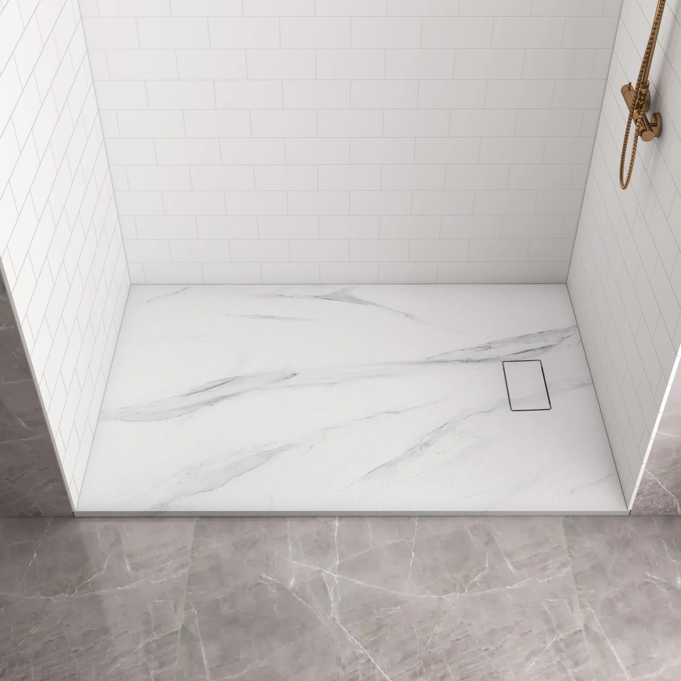Colored Shower Base with Side Drain(No Flange)