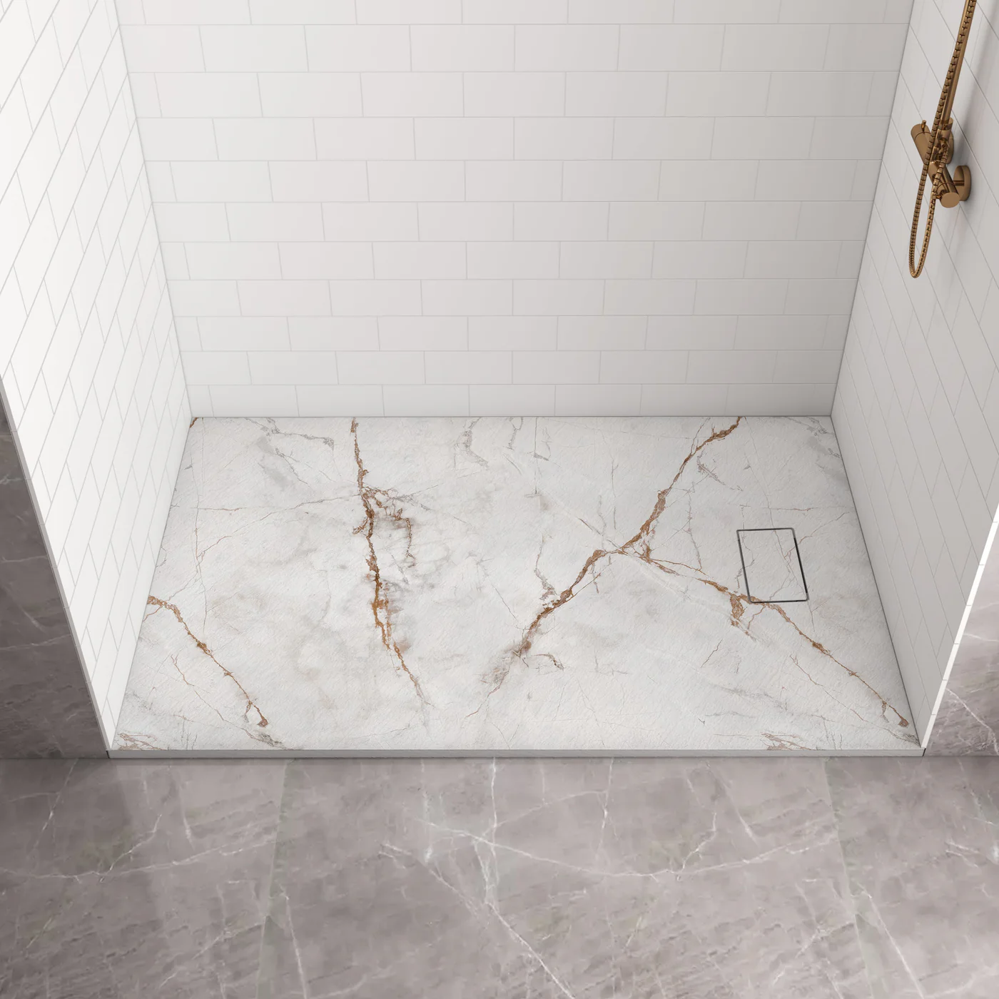 Colored Shower Base with Side Drain(No Flange)