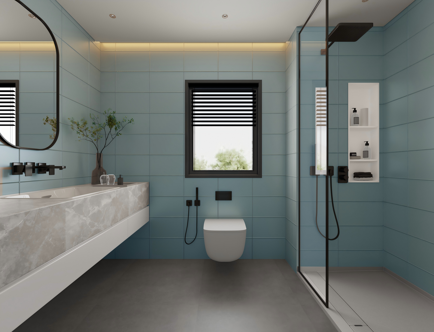 Horizontal Large Subway Tile Bathroom Wall Panels