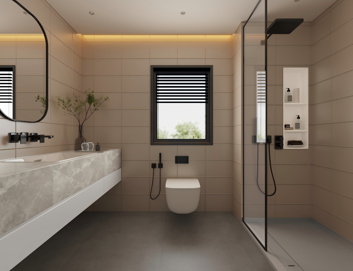 Horizontal Large Subway Tile Bathroom Wall Panels