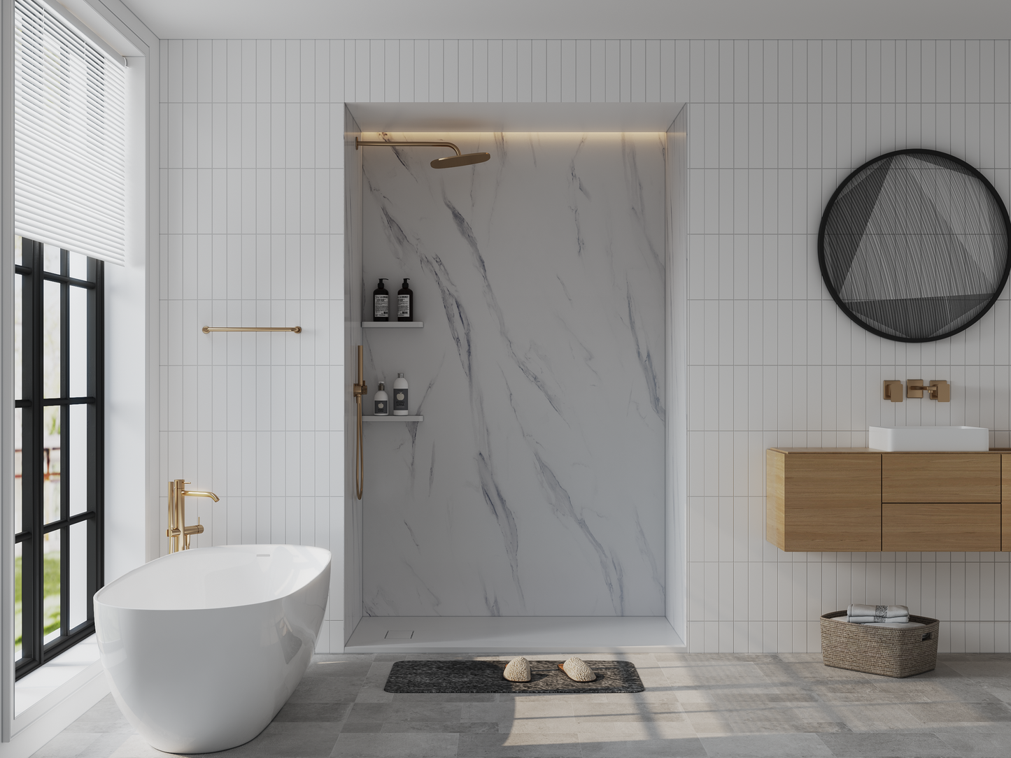 Vertical Lines Bathroom Wall Panels