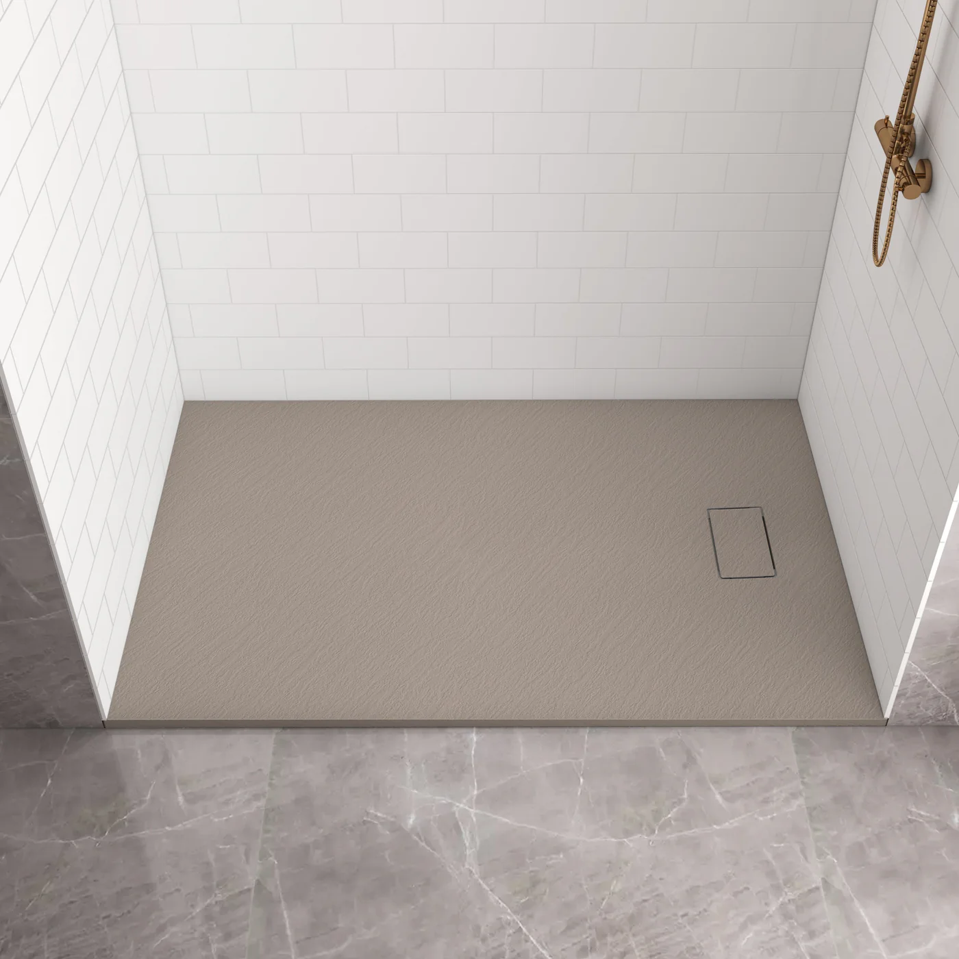 Pure Color Shower Base with Side Drain(No Flange)